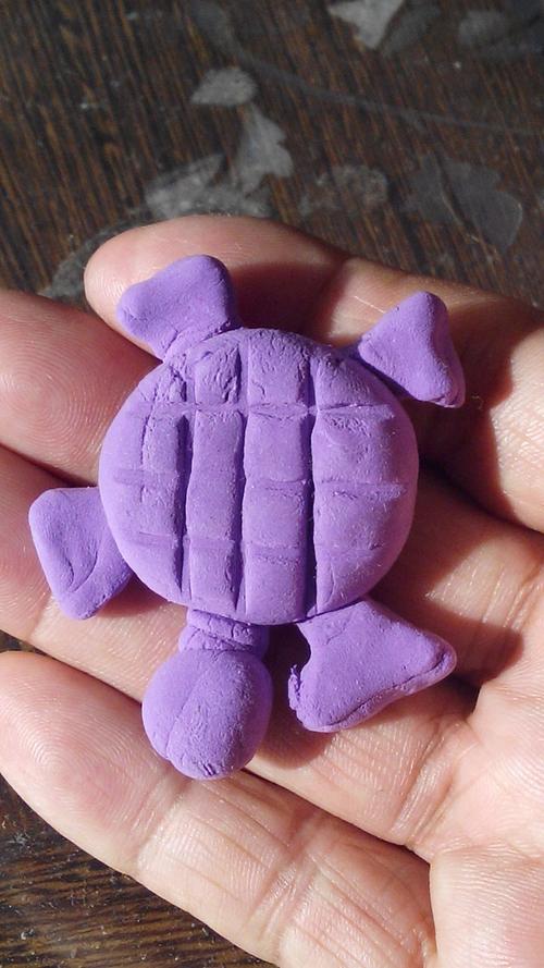 小乌龟,用紫色橡皮泥作成,颜色虽然不显眼,但是十分可爱.