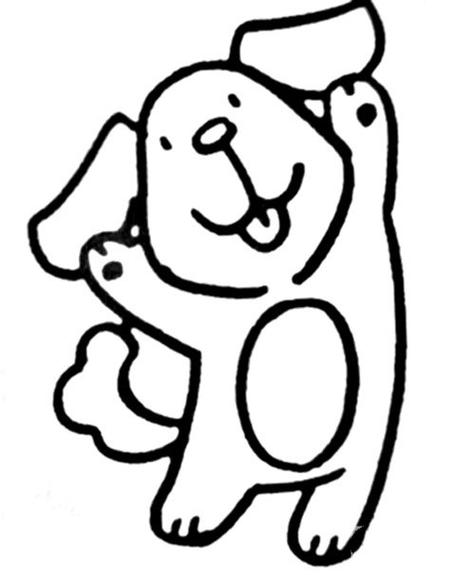 儿童动物简笔画欢呼的小狗