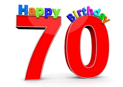 数字生日快乐大红色的数字 70 与生日快乐照片