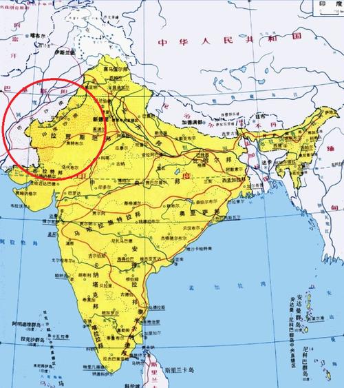 红圈内就是塔尔沙漠/印度沙漠的大致位置