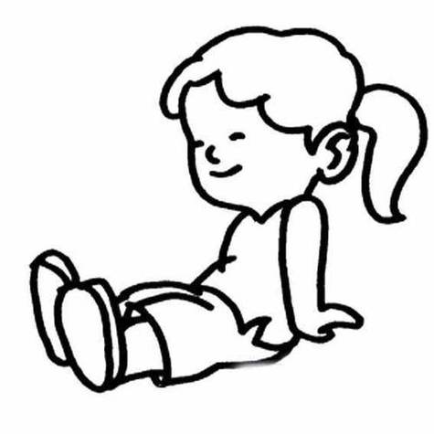 草地上坐着的小女孩简笔画