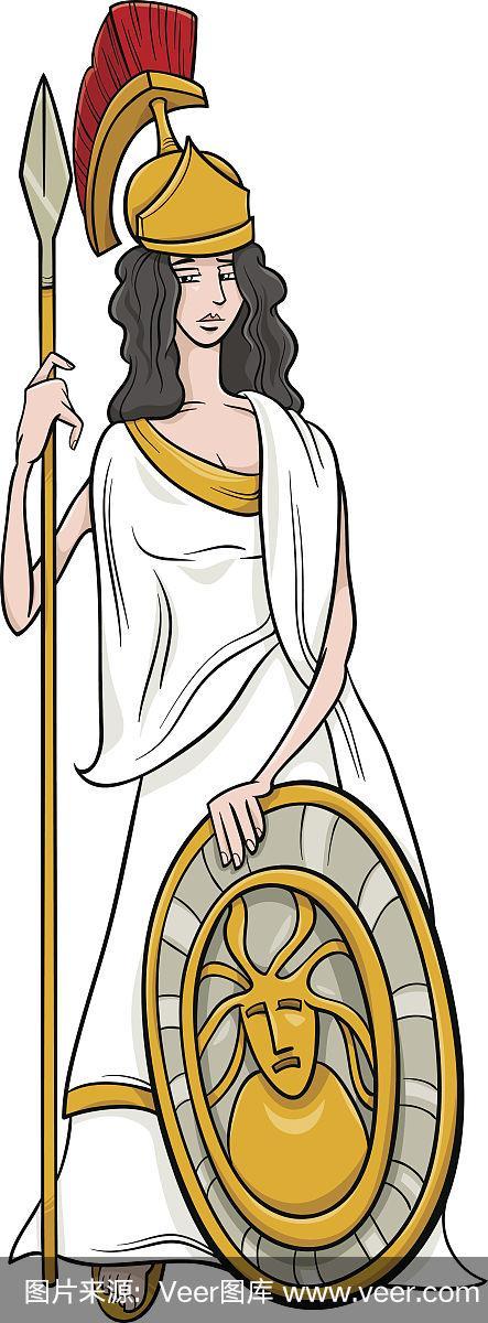 希腊女神雅典娜的卡通