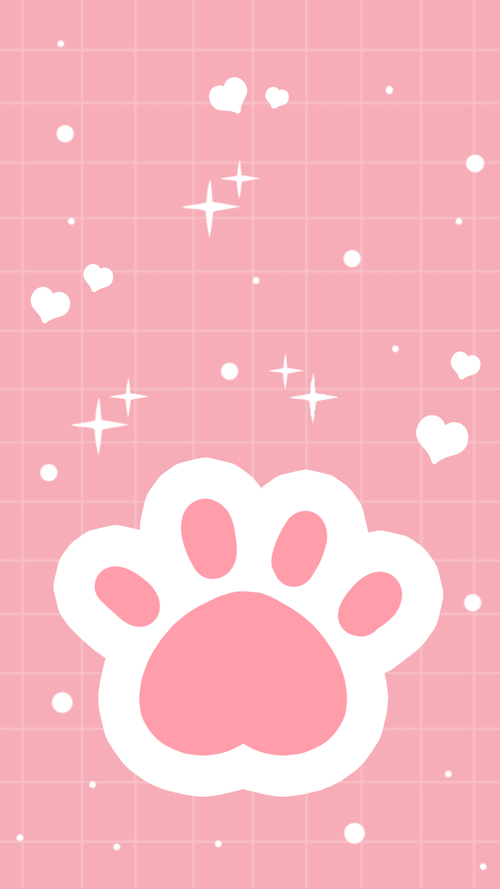 可爱猫抓创意粉色简约手机壁纸