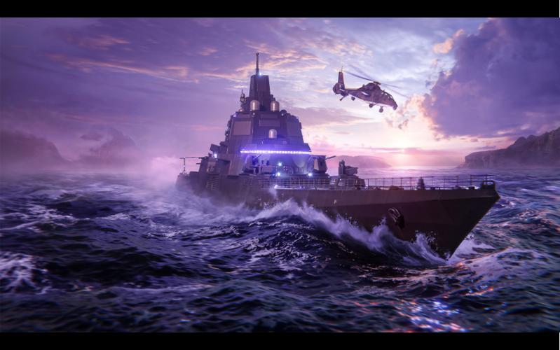 现代战舰:游戏中首款搭载电磁反潜火箭炮-中国巡洋舰cn 利刃"/"皇家