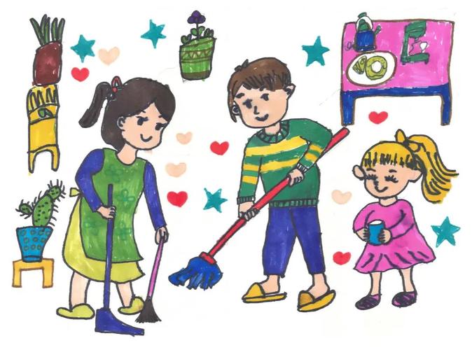 劳动创造幸福 五一劳动节儿童节绘画比赛作品-图1