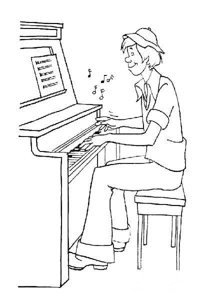 弹钢琴的人简笔画画法