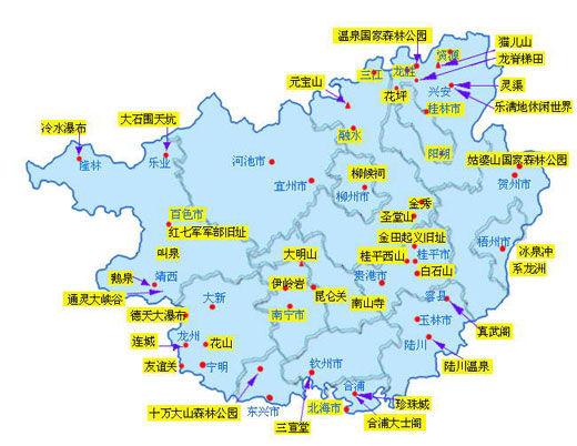 广西旅游资源地图 图/新华网