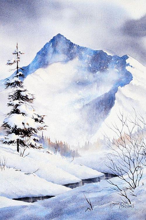 雪景水彩画