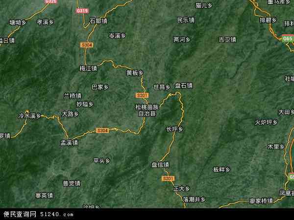 中国贵州省铜仁市松桃苗族自治县地图(卫星地图)