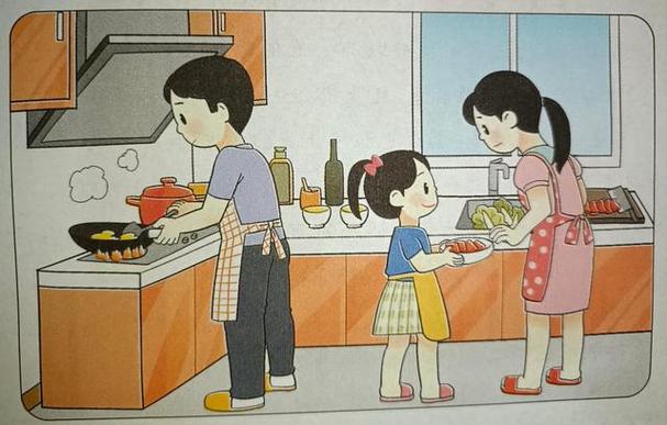 看图写话每日一练:帮爸爸妈妈做饭