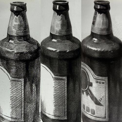 啤酒瓶素描步骤