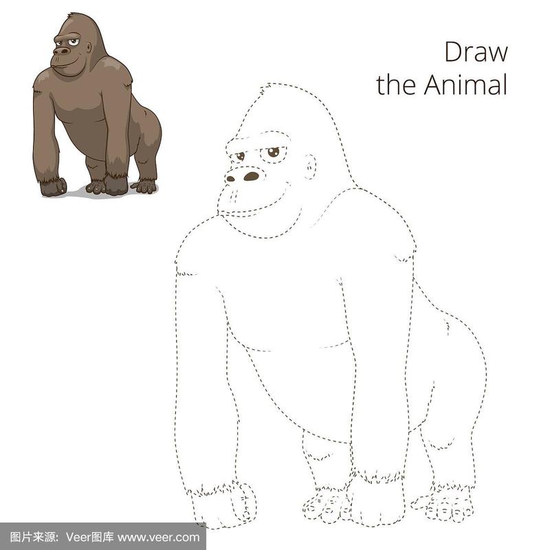 画大猩猩的动物教育游戏