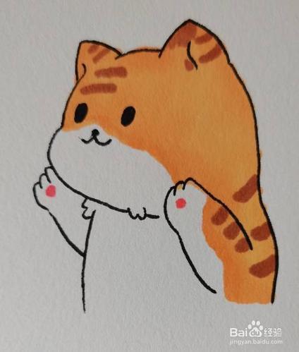 蜜橘猫简笔画