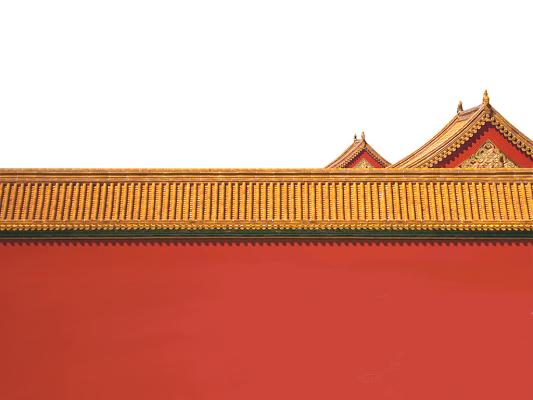 红色手绘古风中国风故宫红墙元素png素材