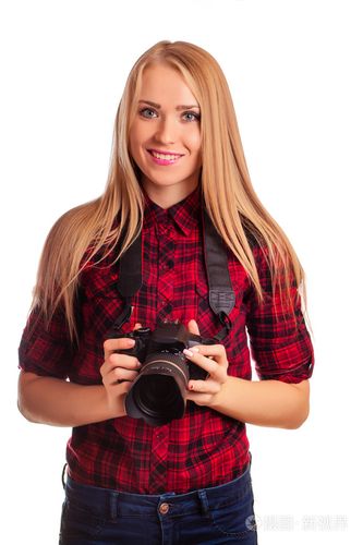 魅力业余摄影师拿着专业相机的 iso