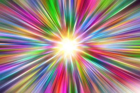 彩色彩虹色彩在快速变焦运动模糊速度中心抽象背景照片