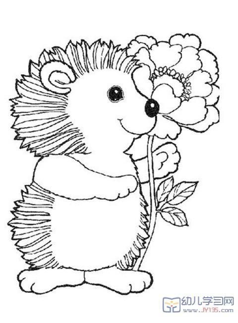 小动物简笔画图片大全小动物简笔画小刺猬爱花朵
