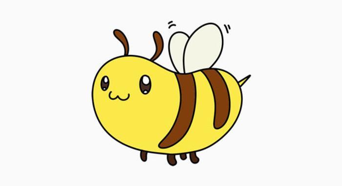 胖嘟嘟可爱的小蜜蜂简笔画卡通画画法 飞舞的小蜜蜂儿童画手绘教程