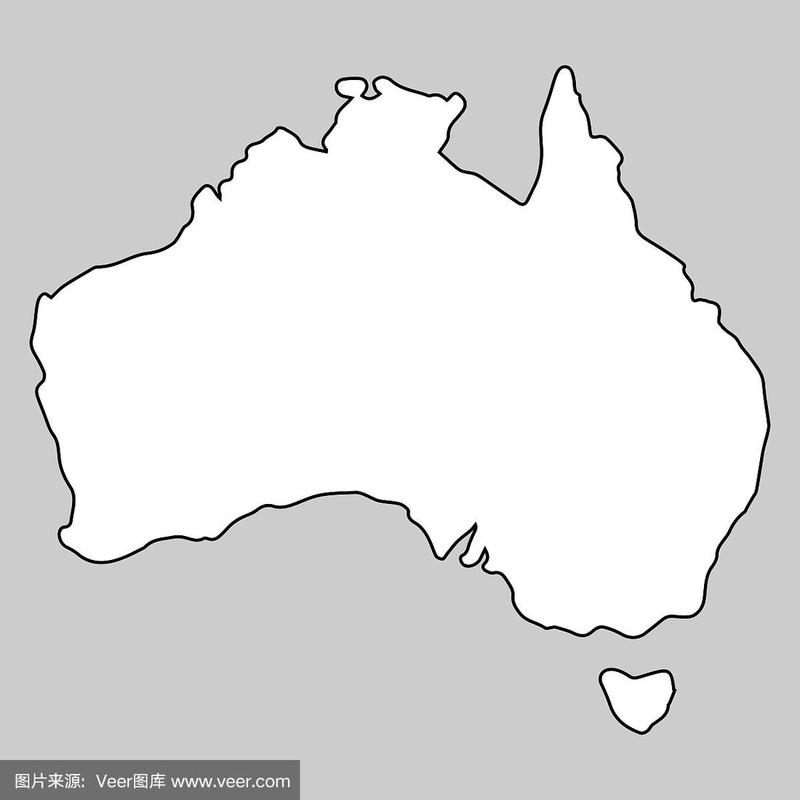澳大利亚地图黑色轮廓向量