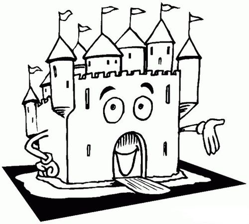 卡通城堡建筑简笔画步骤图片大全