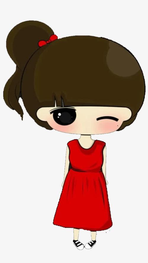 穿着红色无袖衣服的卡通小女孩免抠素材免费下载_觅元素51yuansu.com