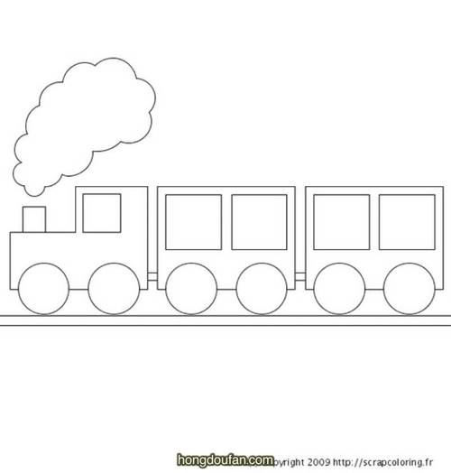 用几何形状画一辆卡通小火车!小火车儿童简笔画大全 | 红豆饭小学生简