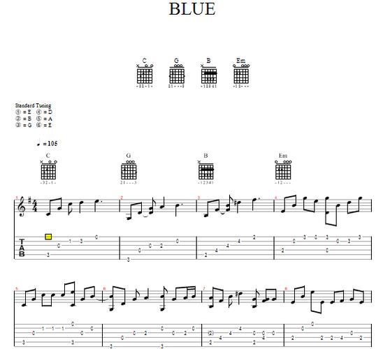 能给我一张bigbang blue完整版的扫弦吉他谱么?
