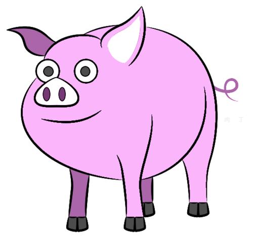 简单小动物简笔画图大全 一步一步教你画有颜色猪简笔画教程