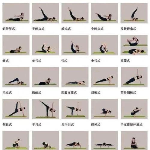 6,图片包括下列瑜伽体式名称:25种瑜伽体位