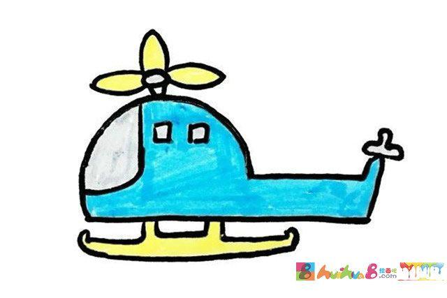 直升飞机迷你小飞机卡通儿童简笔画5架小飞机一起来跟着大客机直升