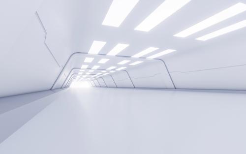白色科技感隧道3d渲染