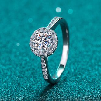 六爪求婚钻石戒指妈妈情人生日礼物 2克拉莫桑石新款圆包钻戒3克拉效