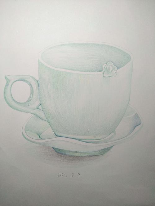 小白彩铅画临摹pic37绿色杯子