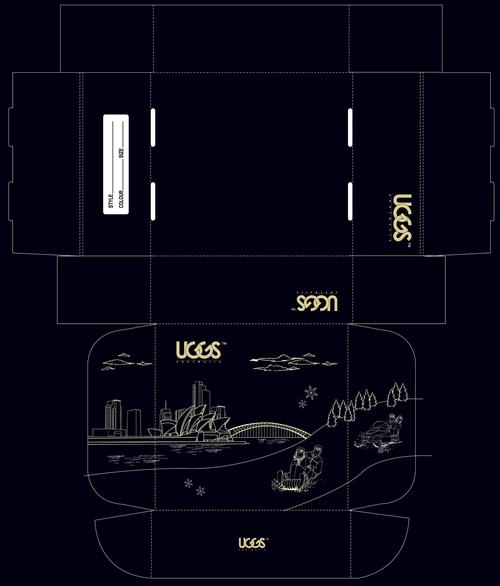 包装设计   uggs雪地靴包装盒设计(有样板图)