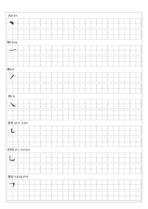 小学生汉字笔画练习字帖,常用笔画名称表,老师:做好笔控练习
