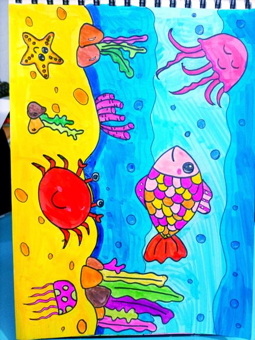 彩色的海底世界#儿童简笔画  #幼儿创意美术  #马可笔绘画  #简笔画