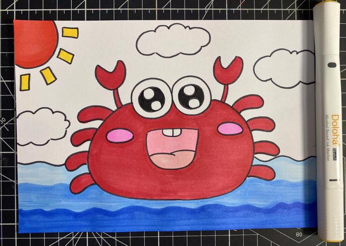 可爱的小螃蟹02儿童创意画适合4岁以上
