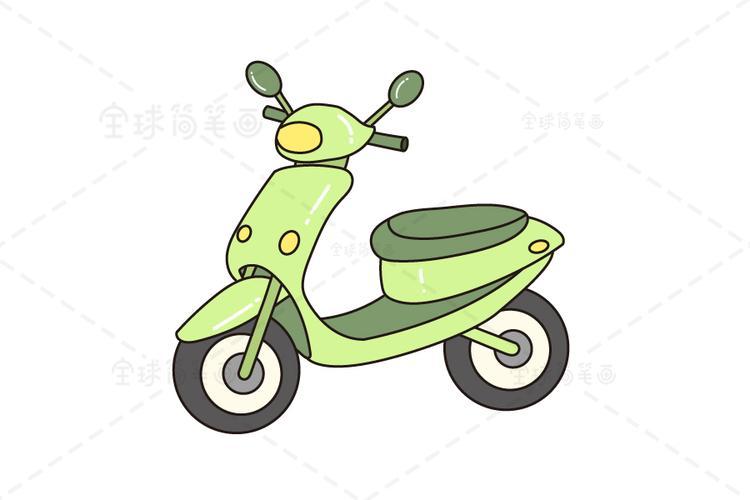 清新绿色摩托车简笔画警车摩托车简笔画彩色摩托车简笔画轻便摩托车简