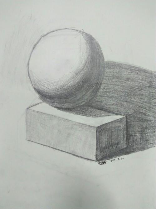 7.14周六上午丹尼斯校区创意素描班《长方体和球体组合》