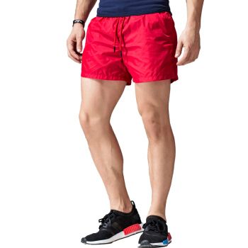 运动短裤男速干男士跑步三分裤休闲沙滩裤健身分超短裤夏季薄款 红色
