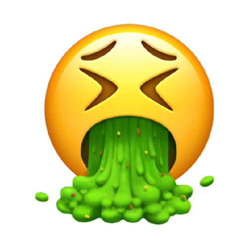 5. face vomiting 呕吐 (为什么吐出的东西是绿色的?)   6.