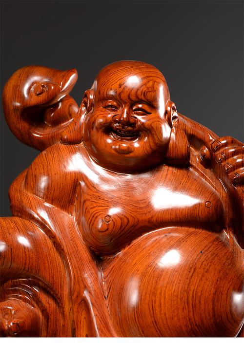 木雕弥勒佛摆件实木雕刻送宝佛布袋如意笑佛家居客厅摆设实木弥勒佛像