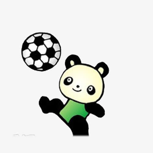 手绘卡通熊猫足球素材