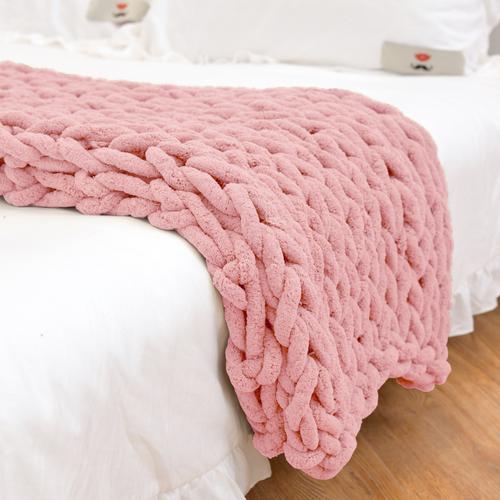 100% 手工编织柔软雪尼尔粗纱粗细针织冬毯,适合在床上或沙发上拥抱
