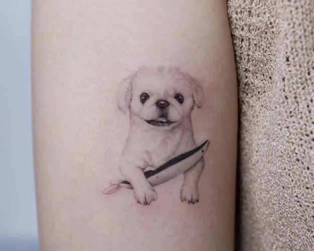 敲可爱的狗狗纹身你家狗狗也可以这样纹哦