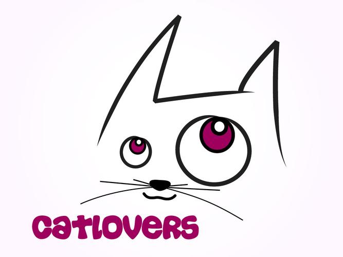 抽象的猫头宠物动物logo标志ai矢量模板