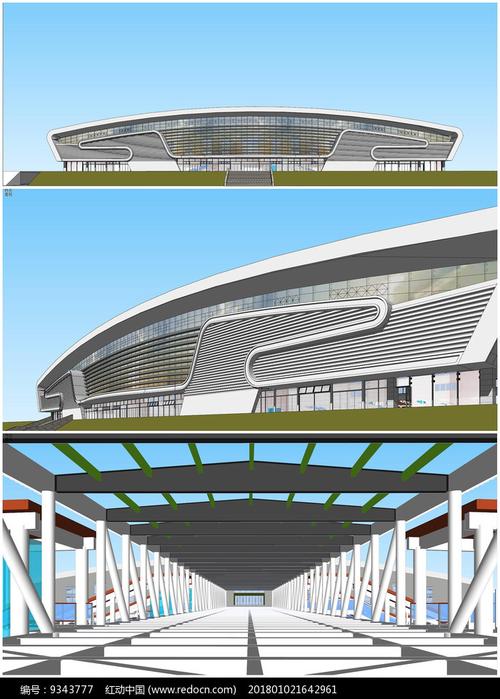 高铁站建筑设计方案su模型