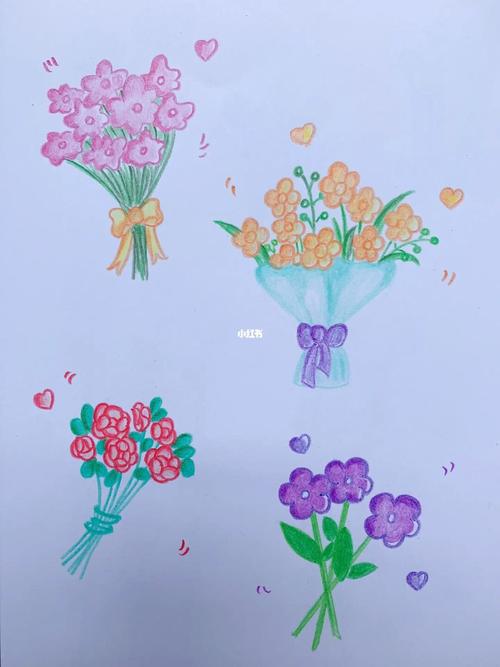 清新可爱的小花束彩铅手绘