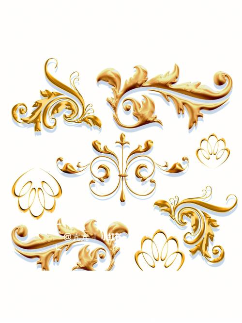 巴洛克艺术浮雕金色花纹装饰图案