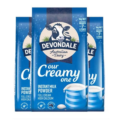 澳大利亚进口德运devondale全脂高钙成人奶粉1kg袋进口全脂成人奶粉